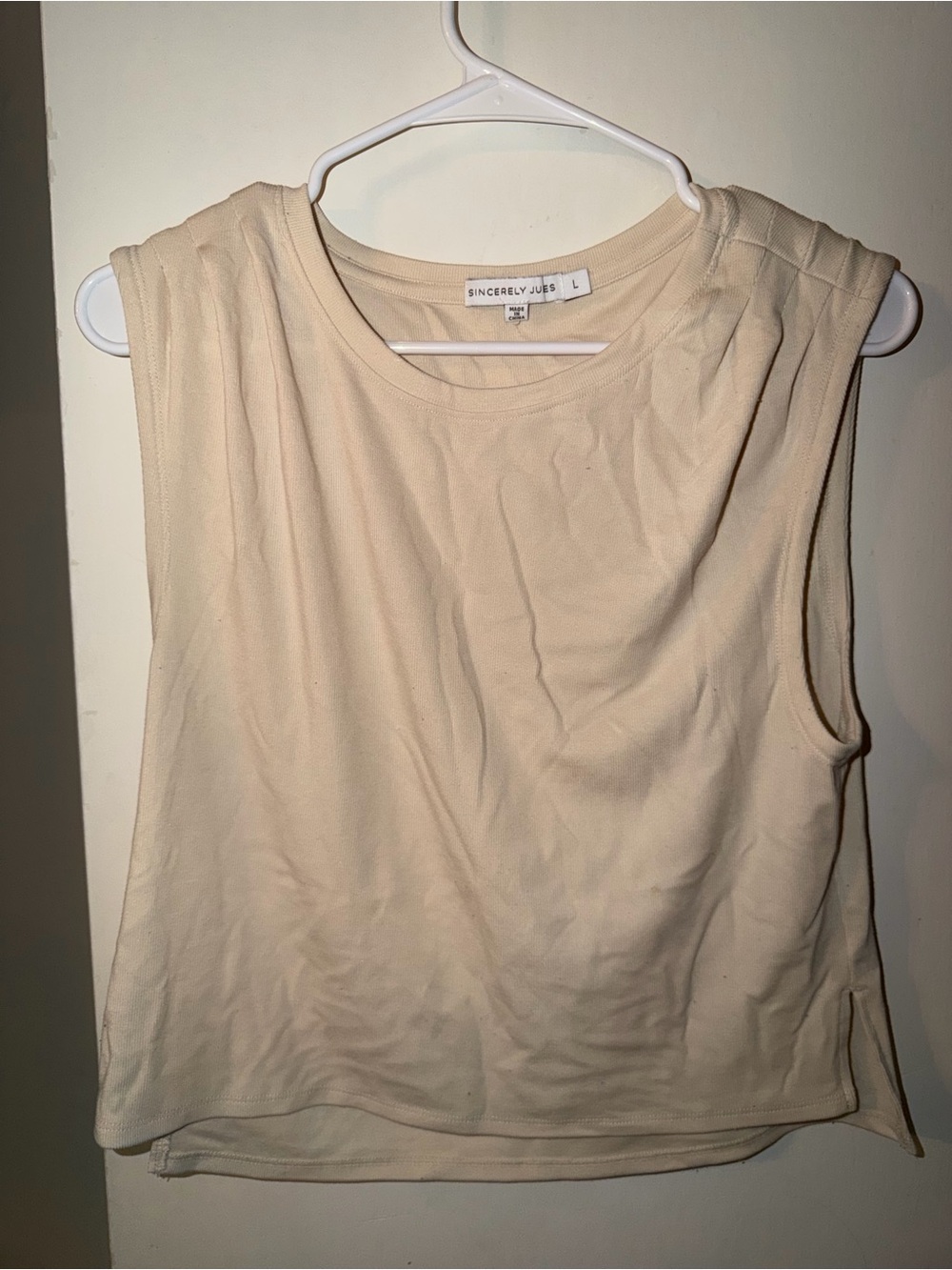 Sincerely Jules Cream Sleeveless Crew Tank